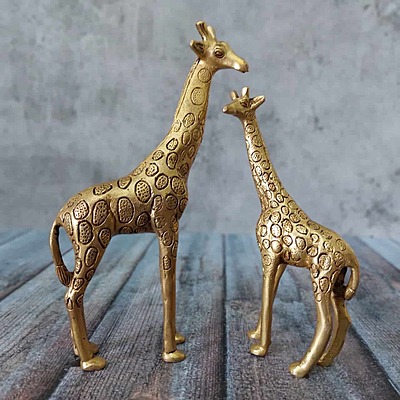 Brass Giraffe Set of Two - 9 inch Height | Artistic Safari Decor