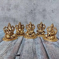 Brass Ganesh Musical Set - 4 inch Height | Melodious Devotion