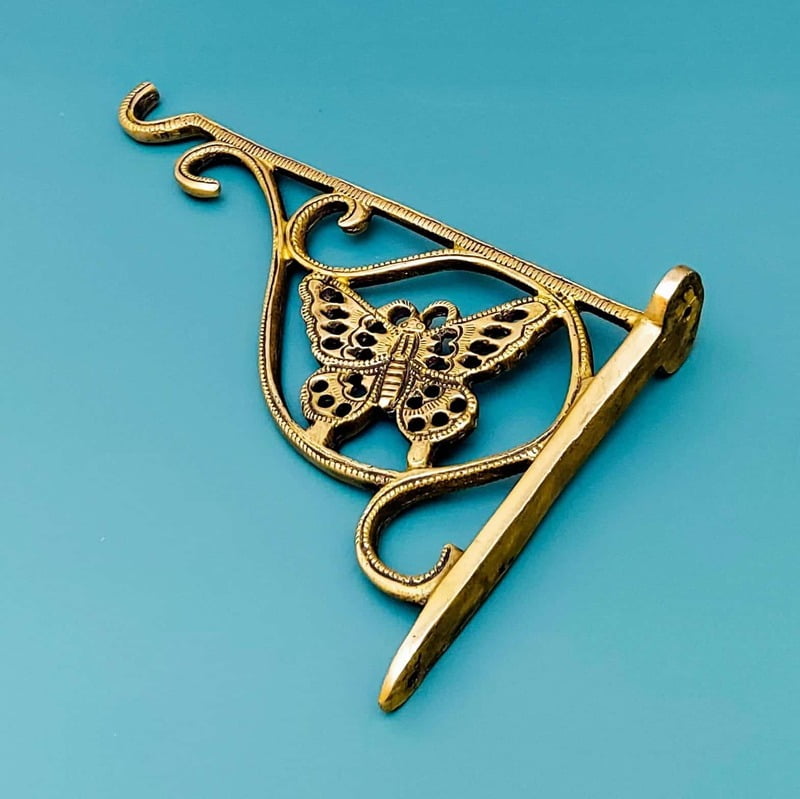 Brass Butterfly Bracket Wall Hanging - 6.2 inch Height | Delicate Brass Butterfly Wall Hanging Bracket Brass Butterfly Bracket Wall Hanging - 6.2 inch Height | Delicate Brass Butterfly Wall Hanging Bracket