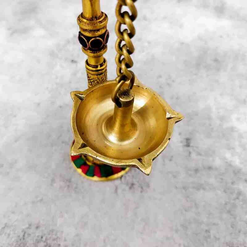 Brass Peacock Lamp with Stone Work - 9.5 inch Height | Elegant Brass Peacock Lamp with Stone Work - Premium Quality Brass Peacock Lamp with Stone Work - 9.5 inch Height | Elegant Brass Peacock Lamp with Stone Work - Premium Quality