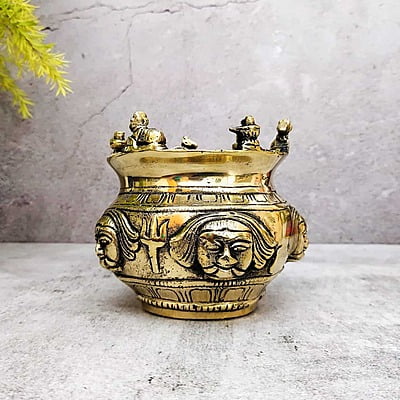 Brass Nandi Kalash for Religious Offerings - 4 inch Height | Auspicious Brass Nandi Kalash for Pooja - Shop Now