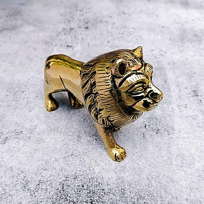Brass Lion Statue - 3.2 inch Height | Majestic Brass Lion Statue for Decor - Buy Online Brass Lion Statue - 3.2 inch Height | Majestic Brass Lion Statue for Decor - Buy Online