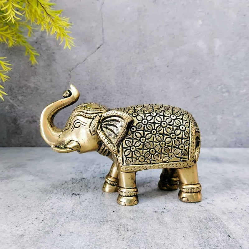 Brass Elephant - 3.8 inch Height | Elegant Brass Elephant Figurine for Decor Brass Elephant - 3.8 inch Height | Elegant Brass Elephant Figurine for Decor