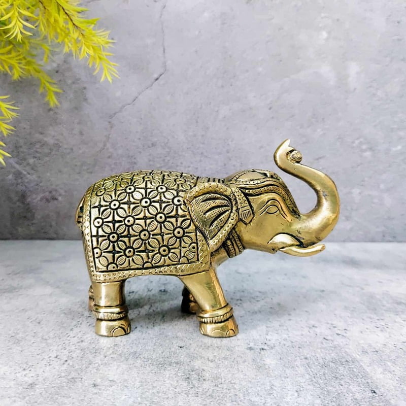 Brass Elephant - 3.8 inch Height | Elegant Brass Elephant Figurine for Decor Brass Elephant - 3.8 inch Height | Elegant Brass Elephant Figurine for Decor