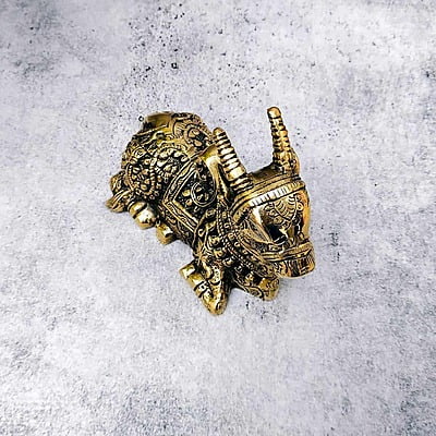 Brass Nandi - 4 inch Height | Sacred Brass Nandi Idol for Worship - Premium Quality Brass Nandi - 4 inch Height | Sacred Brass Nandi Idol for Worship - Premium Quality