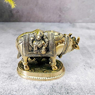 Brass Lakshmi Ganesh Kamadhenu / Cow and Calf - 3 inch Height | Divine Brass Lakshmi Ganesh Kamadhenu / Cow and Calf Idol - Shop Now Brass Lakshmi Ganesh Kamadhenu / Cow and Calf - 3 inch Height | Divine Brass Lakshmi Ganesh Kamadhenu / Cow and Calf Idol - Shop Now