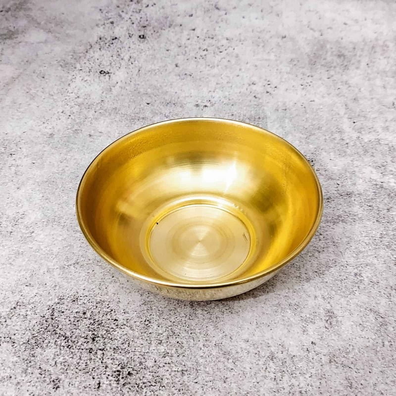 Brass Plain Bowl - 4 inch Diameter - Set of Two | Mini Brass Bowls for Versatile Use - Set of 2 Brass Plain Bowl - 4 inch Diameter - Set of Two | Mini Brass Bowls for Versatile Use - Set of 2