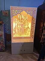 3D Corian Shiv Parivar Puja Mandir With WPC Drawer