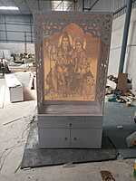 3D Corian Shiv Parivar Puja Mandir With WPC Drawer