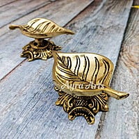 Brass Peepal Leaf Design Diya Pair - 1.4 inch Height | Spiritual Radiance Brass Peepal Leaf Design Diya Pair - 1.4 inch Height | Spiritual Radiance