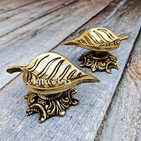 Brass Peepal Leaf Design Diya Pair - 1.4 inch Height | Spiritual Radiance Brass Peepal Leaf Design Diya Pair - 1.4 inch Height | Spiritual Radiance