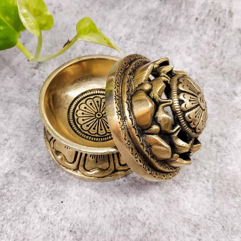 Brass Dhoop Dani - 3.2 inch Height | Traditional Brass Dhoop Dani for Incense Burning Brass Dhoop Dani - 3.2 inch Height | Traditional Brass Dhoop Dani for Incense Burning