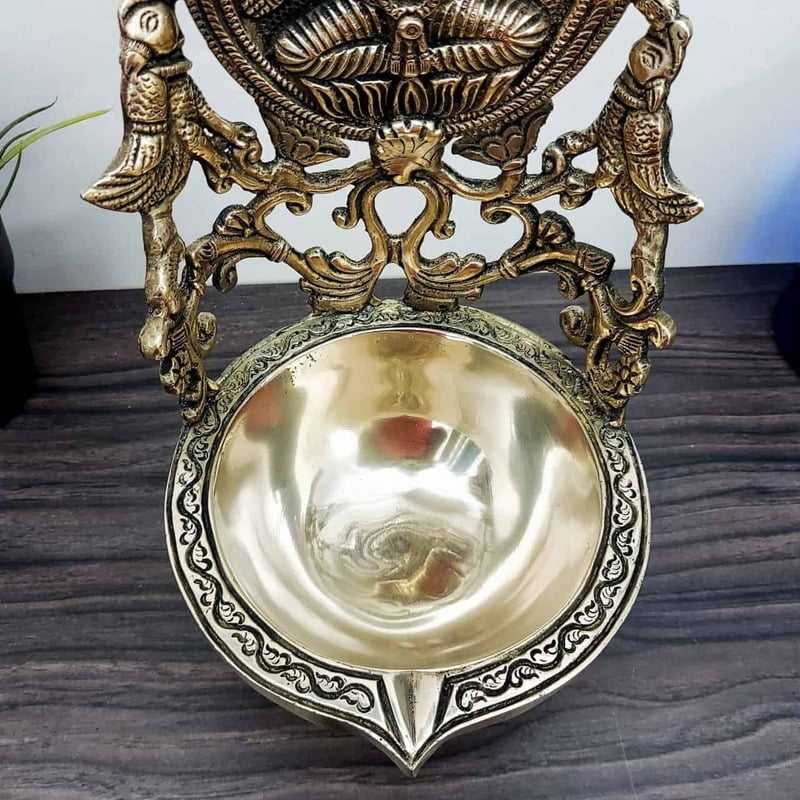 Brass Lakshmi Diya - 11 inch Height | Divine Brass Lakshmi Diya for Auspicious Illumination Brass Lakshmi Diya - 11 inch Height | Divine Brass Lakshmi Diya for Auspicious Illumination