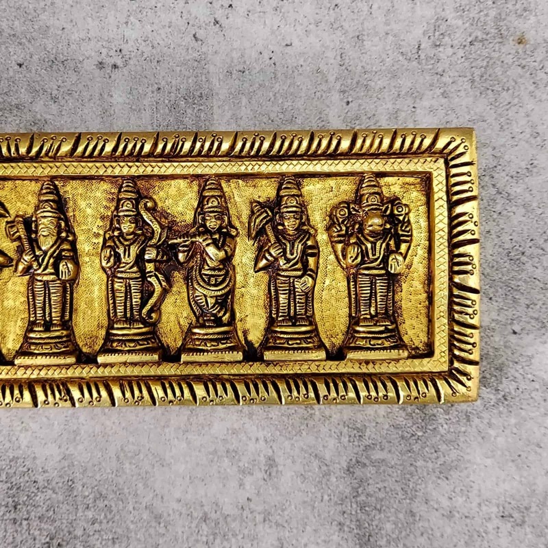 Brass Dashavatar Wall Decor Plate - 4 inch Height | Intricate Brass Wall Plate with Dashavatar Design
