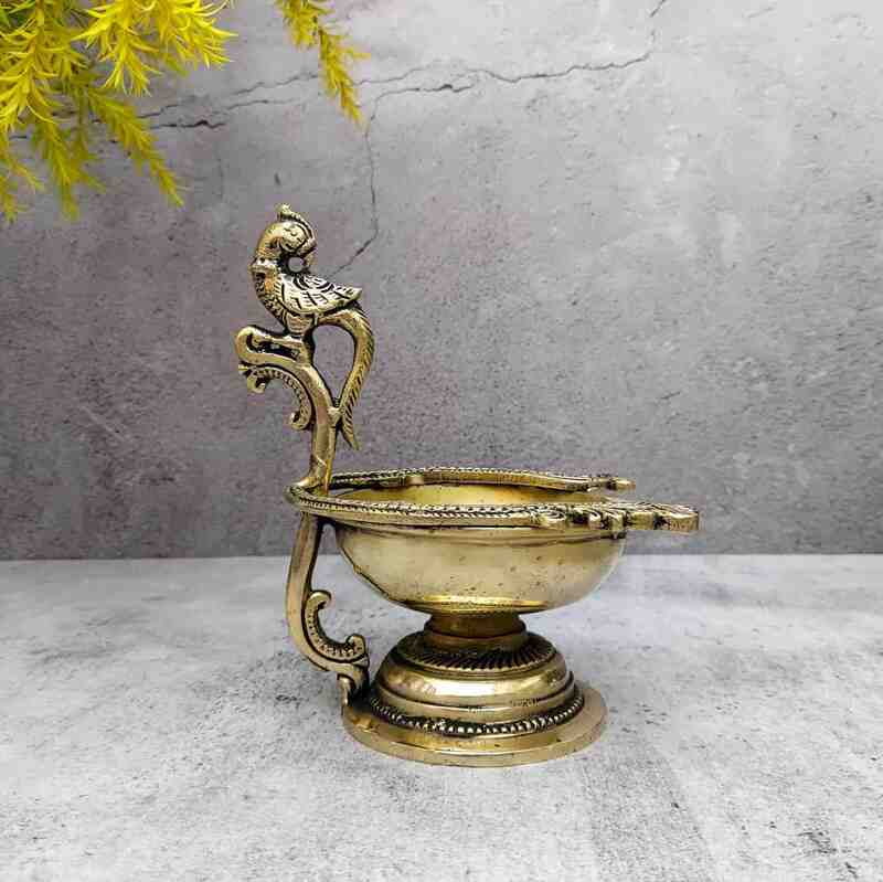 Brass Parrot Diya/Lamp - 6 inch Height | Vibrant Brass Diya with Parrot Shape for Festive Lighting Brass Parrot Diya/Lamp - 6 inch Height | Vibrant Brass Diya with Parrot Shape for Festive Lighting