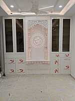 3D Corian Om Puja Mandir With Corian Pillar 3D Corian Om Puja Mandir With Corian Pillar