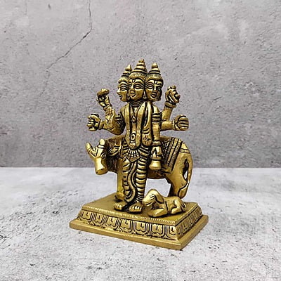 Brass Lord Dattatreya Idol - 5 inch Height | Sacred Brass Idol of Lord Dattatreya for Spiritual Grace Brass Lord Dattatreya Idol - 5 inch Height | Sacred Brass Idol of Lord Dattatreya for Spiritual Grace