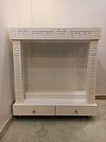 3D Corian Radha Krishna Vrindavan Puja Mandir With Corian Pillar & Drawer 3D Corian Radha Krishna Vrindavan Puja Mandir With Corian Pillar & Drawer