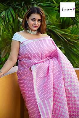 Rose Polka hand blocked and hand dyed on pure mulberry silk Rose Polka hand blocked and hand dyed on pure mulberry silk