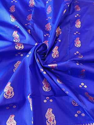 Figure motif Royal blue color pure Mulberry silk Swarnachari Figure motif Royal blue color pure Mulberry silk Swarnachari