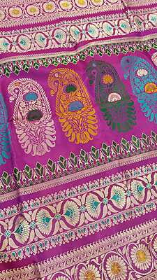 Revival Baluchari in blue rani pink dual tone pure Mulberry silk