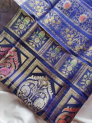 Carbon Blue Revival Swarnachari saree on pure Mulberry silk Carbon Blue Revival Swarnachari saree on pure Mulberry silk