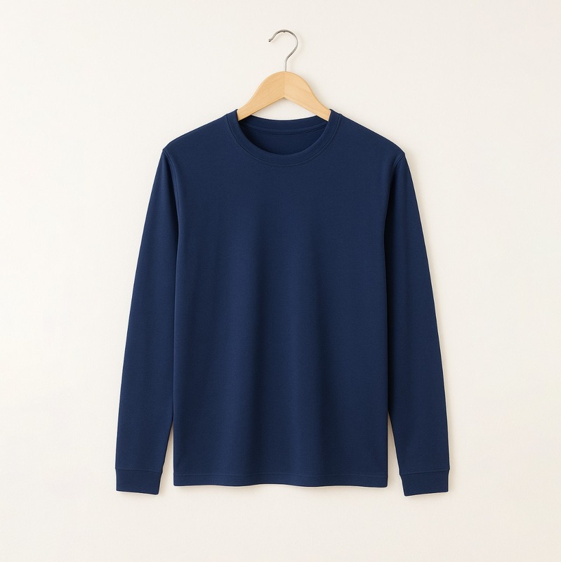 Men's Solid Round Neck Full Sleeve Regular Fit T-Shirt - Comfortable & Stylish