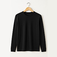 Men's Solid Round Neck Full Sleeve Regular Fit T-Shirt - Comfortable & Stylish