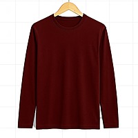 Men's Solid Round Neck Full Sleeve Regular Fit T-Shirt - Comfortable & Stylish