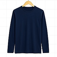 Men's Solid Round Neck Full Sleeve Regular Fit T-Shirt - Comfortable & Stylish
