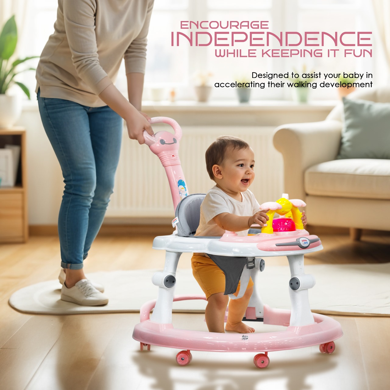 Baby Walker with Push Handle – Pink Baby Walker with Push Handle – Pink