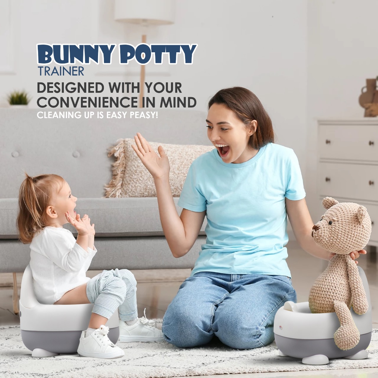 Cute Bunny Potty Training Seat – Grey Cute Bunny Potty Training Seat – Grey