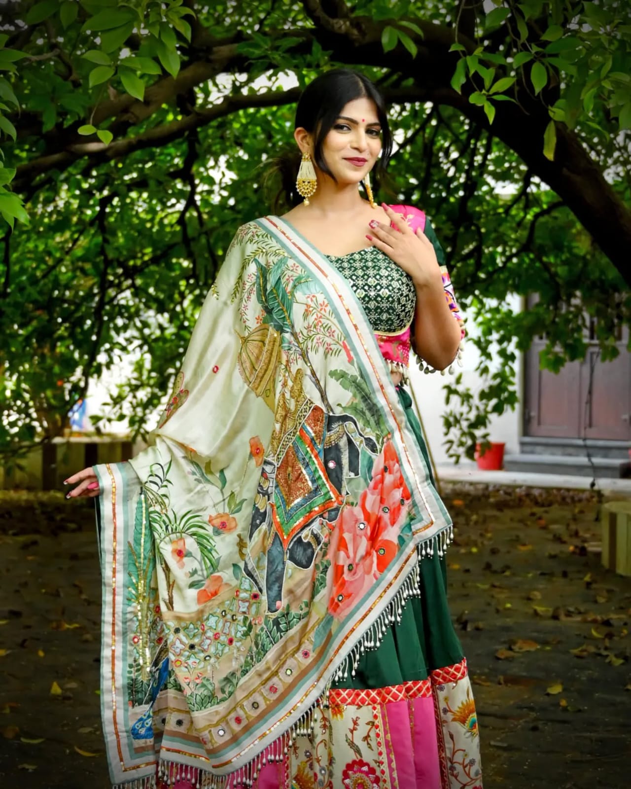 New Lounching Digital Print Muslin Cotton Lehenga Choli    D.1