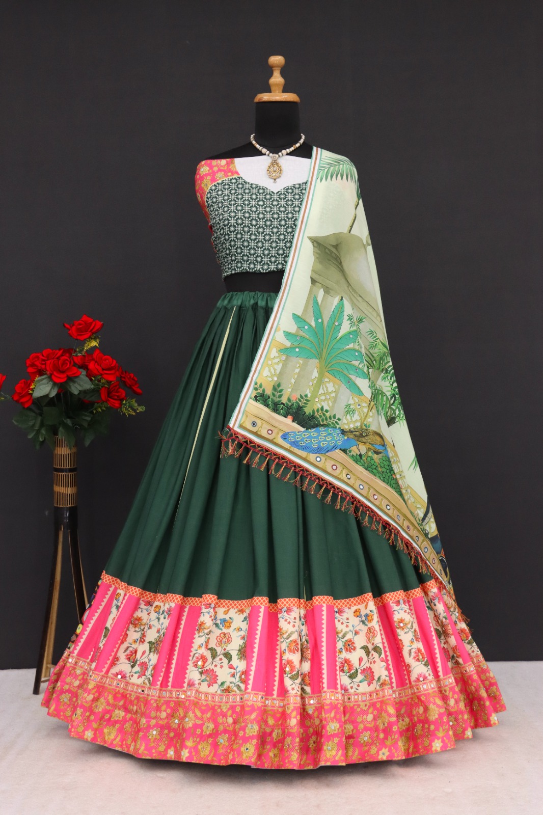 New Lounching Digital Print Muslin Cotton Lehenga Choli    D.1