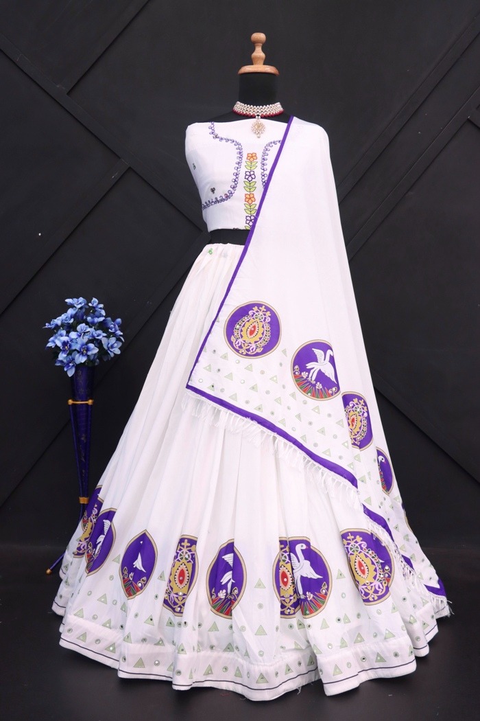 New Lounching Digital Print Muslin Cotton Lehenga Choli  D. 10