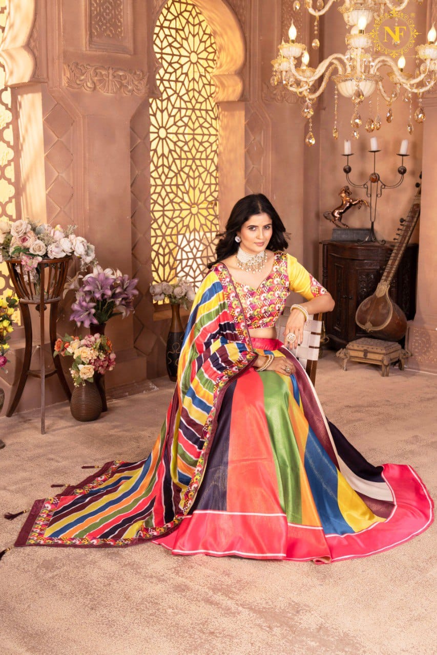 New Lounching Digital Print Muslin Cotton Lehenga Choli  D.12