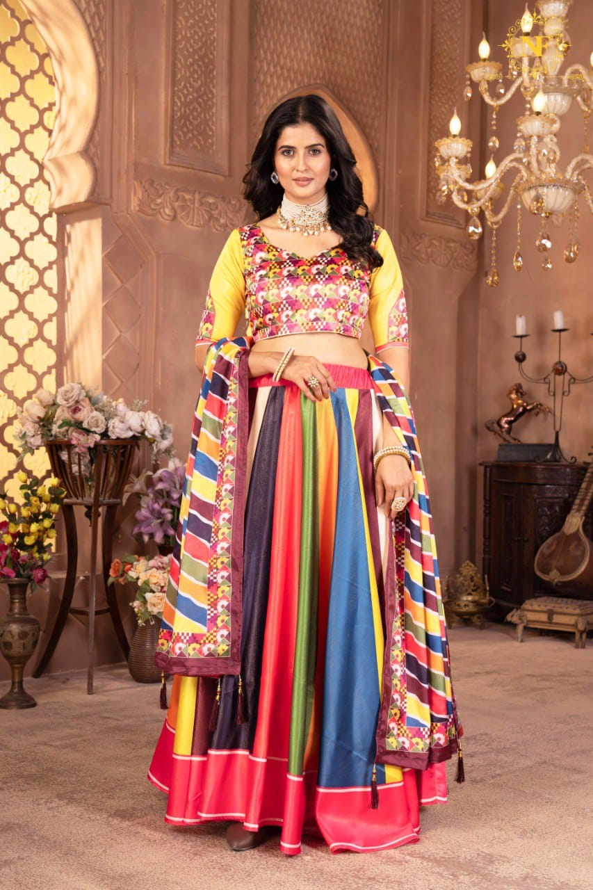 New Lounching Digital Print Muslin Cotton Lehenga Choli  D.12