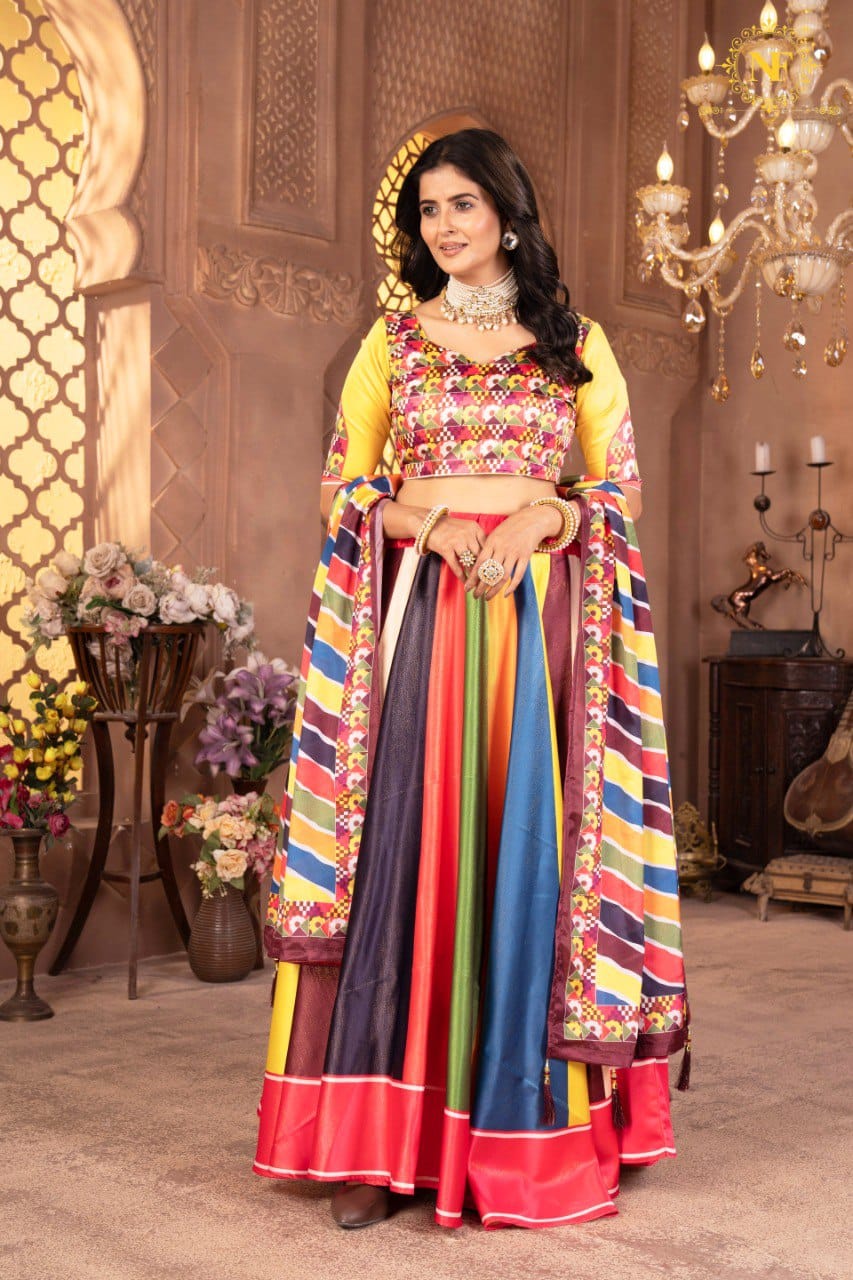New Lounching Digital Print Muslin Cotton Lehenga Choli  D.12