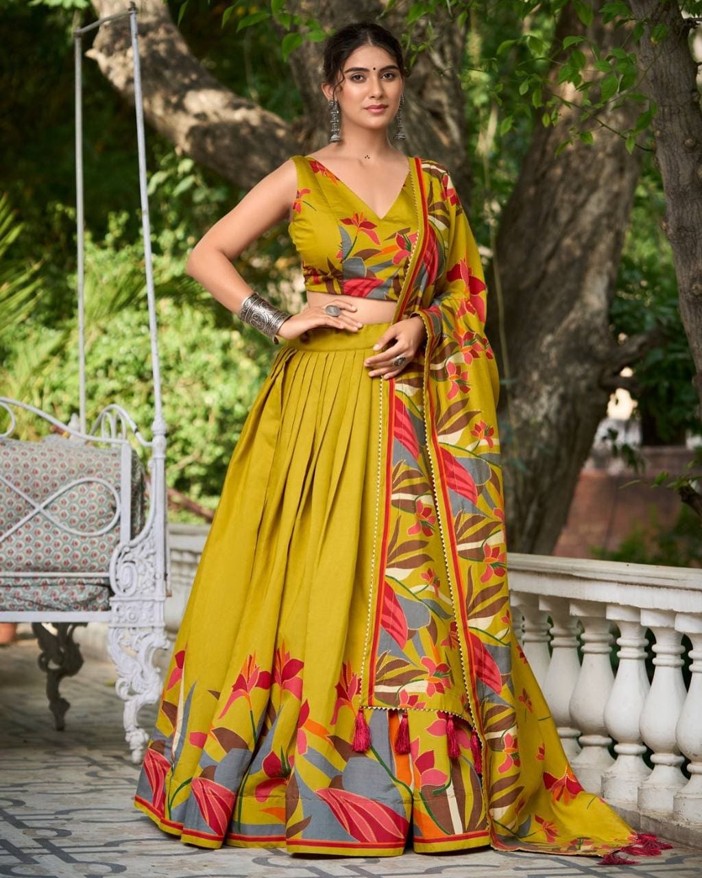 New Lounching Digital Print Muslin Cotton Lehenga Choli D.14