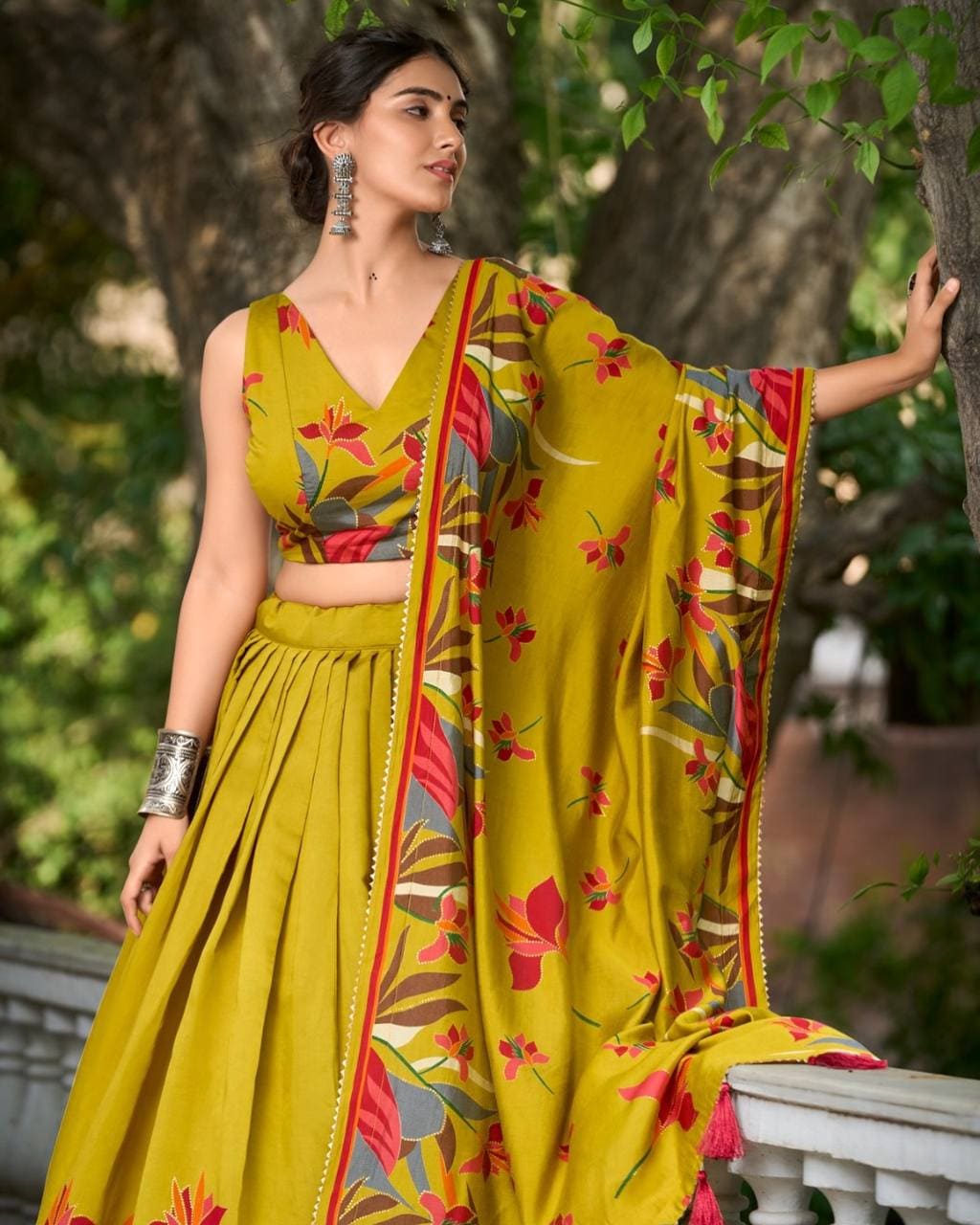 New Lounching Digital Print Muslin Cotton Lehenga Choli D.14