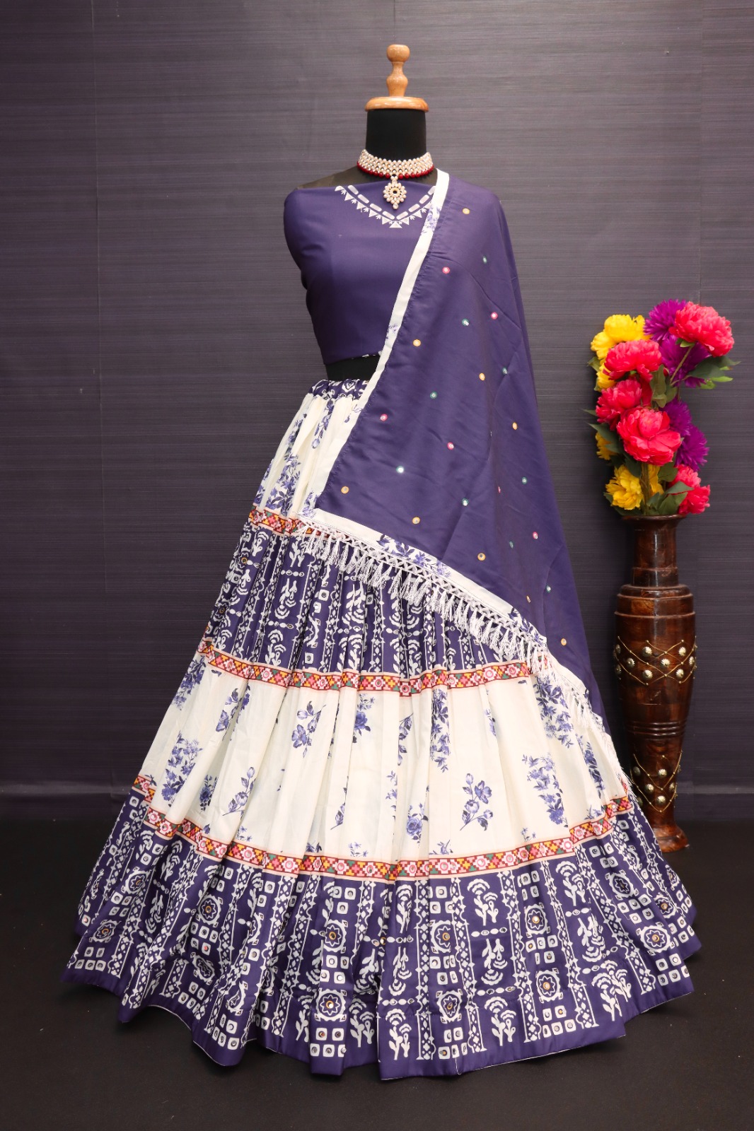 New Lounching Digital Print Muslin Cotton Lehenga Choli D.17