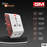 GM Modular Spice 3 Pin Multi Plug Travel Adaptors 6A Universal - GM 3017 GM Modular Spice 3 Pin Multi Plug Travel Adaptors 6A Universal - GM 3017