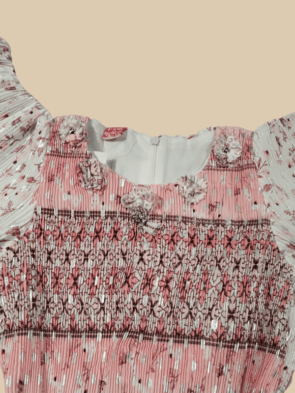 Elegant Pink Smocked Party Frock for Girls with Puff Sleeves ā Vintage Style D.007 B.1234