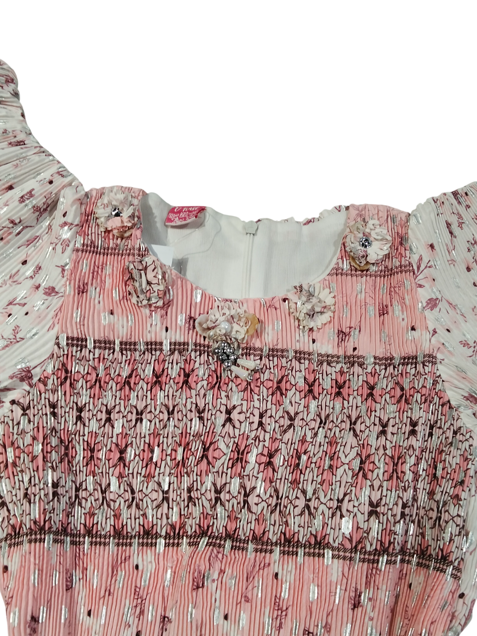Elegant Pink Smocked Party Frock for Girls with Puff Sleeves – Vintage Style D.007 B.1234