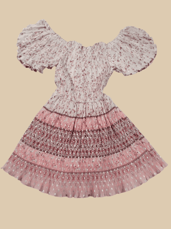 Elegant Pink Smocked Party Frock for Girls with Puff Sleeves ā Vintage Style D.007 B.1234