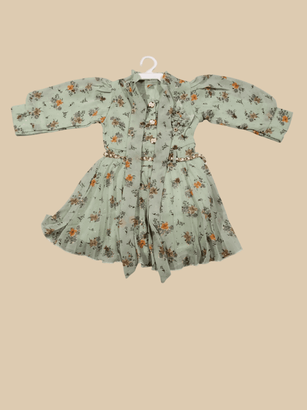 Stylish Mint Green Floral Frock for Girls D.32.104 B.1400