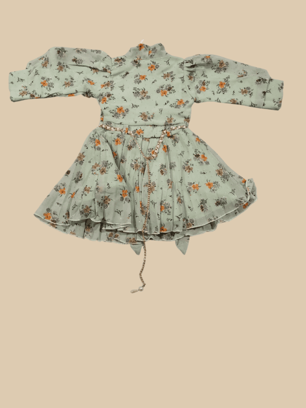 Stylish Mint Green Floral Frock for Girls D.32.104 B.1400
