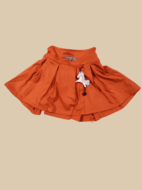 Floral Tie-Up Top & Rust Orange Skirt Set for Girls D.10.304A B.1247