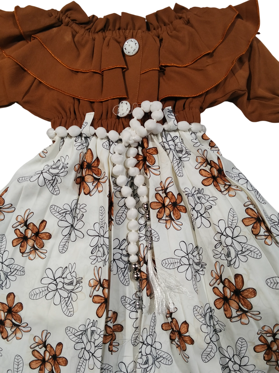 Trendy Off-Shoulder Floral Frock for Girls D.70/6 B.4197 Trendy Off-Shoulder Floral Frock for Girls D.70/6 B.4197