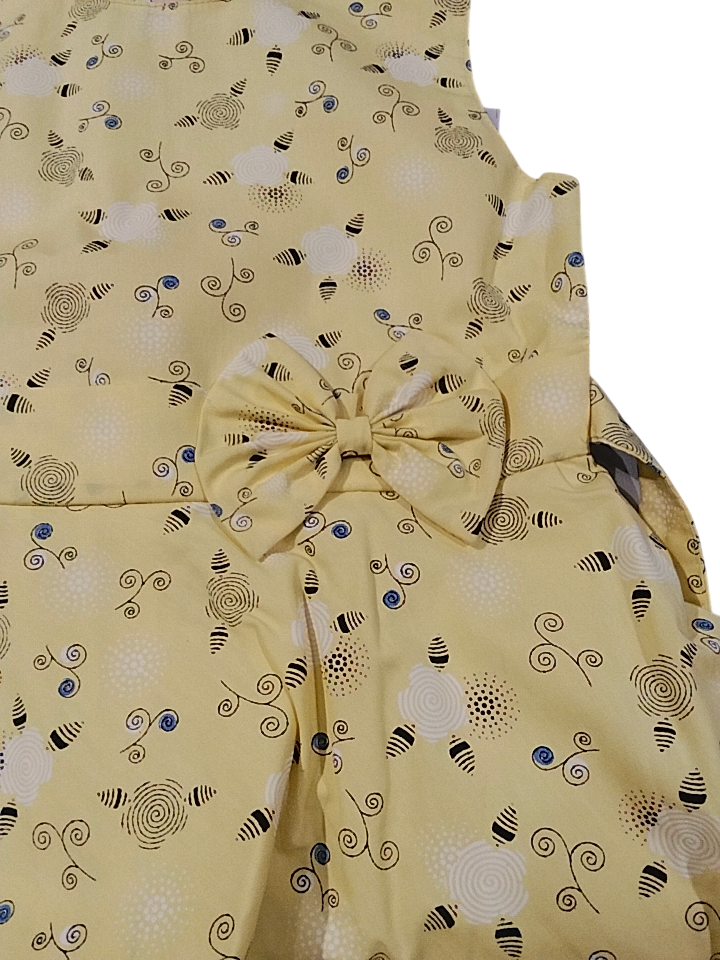 Girls' Sleeveless Floral Frock – Yellow with Bow Detail D.12.1241B B.7856